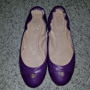 SOLD Tory Burch Purple Saffiano leather flats